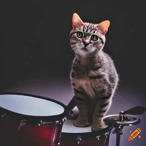 Cat Playing The Drums