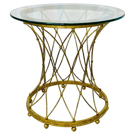 Maison Jansen Neoclassical Style Small Round Brass Coffee Table With Gold Top At 1stdibs