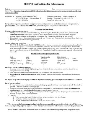 Fillable Online Clenpiq Bowel Prep Instructions Patient Handout View