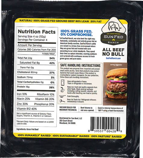 Sun Fed Ranch 100 Grass Fed Ground Beef 80 Lean Planogram Back