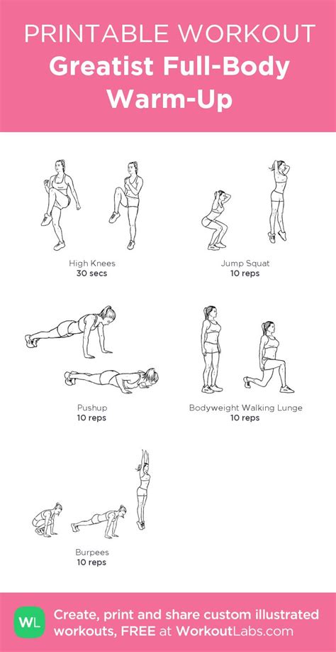 Greatist Full Body Warm Up Full Body Warm Up Workout Labs Printable