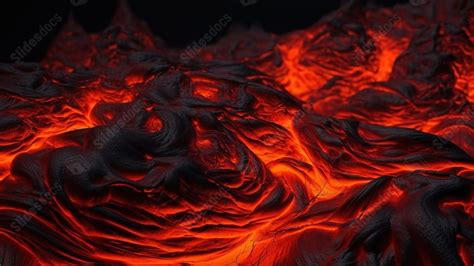 Lava In The Forest In Closeup With Flames Powerpoint Background For