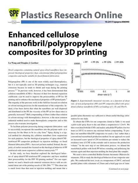 Pdf Enhanced Cellulose Nanofibrilpolypropylene Composites For 3d