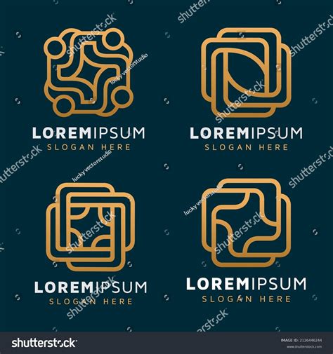 Elegant Abstract Square Line Logo Design Stock Vector Royalty Free