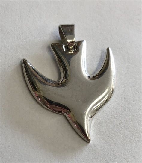 Retired James Avery Descending Dove Sterling Silver Large Pendant Puffy