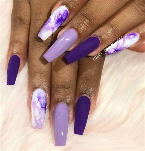 💛 Follow Swaybreezy For More 🧸 Purple Acrylic Nails Purple Nail