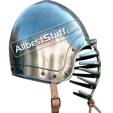 Medieval Bascinet With Grill Shaped Visor Helmet