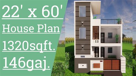 22 6 X 60 150gaj House Plan With Car Parking 1356sqft 4bhk House