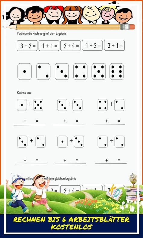 Rechnen Bis 6 Arbeitsblätter Kostenlos Mathe Arbeitsblätter