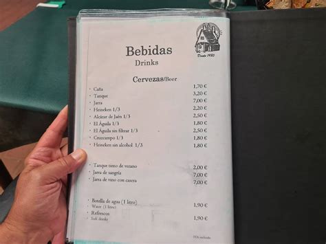 Carta de Restaurante la Barraca Puerto de Mazarrón