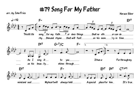 Song For My Father Sheet Music Horace Silver Piano Vocal Guitar