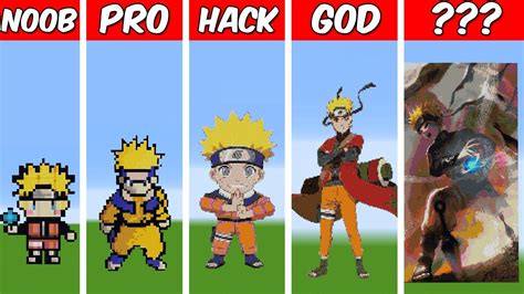 NARUTO UZUMAKI Pixel Art Build In Minecraft Noob Vs Pro Vs Hacker Vs