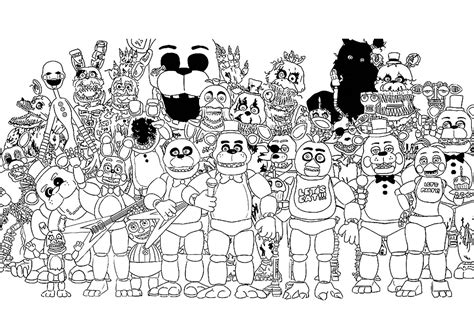 Раскраски из игры ФНАФ (FNAF) / Аниматроники распечатать