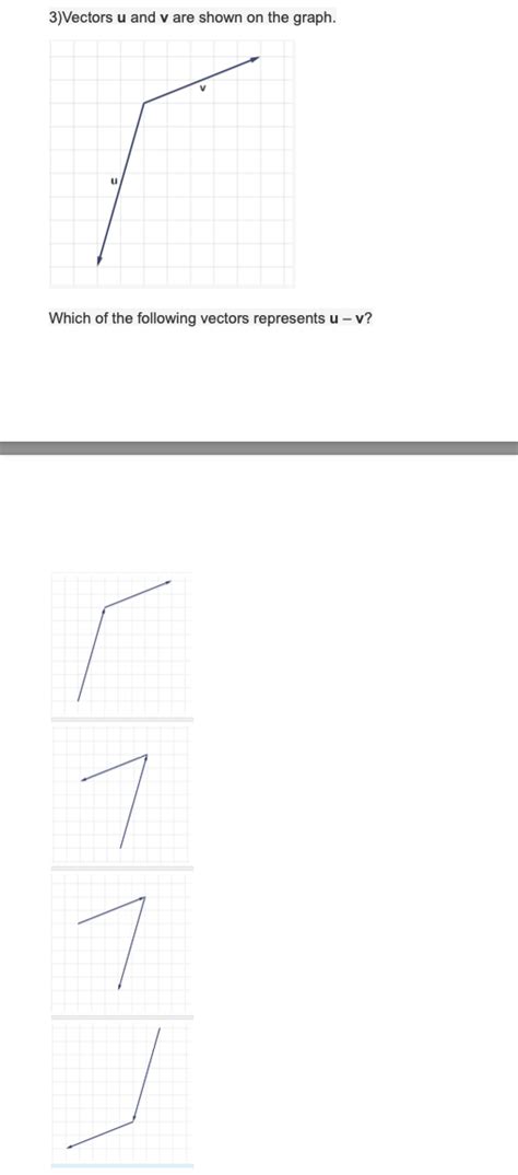 Solved 3 Vectors U And V Are Shown On The Graph Which Of Chegg