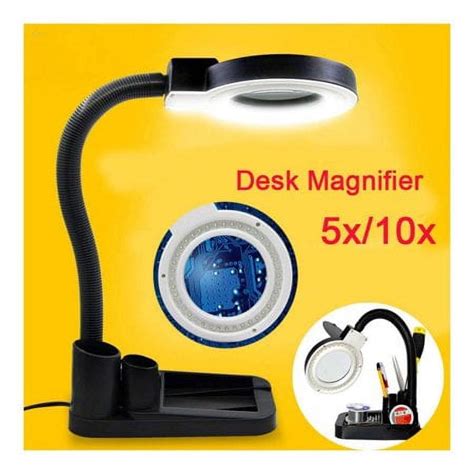 Keesonkimi Magnifying Glass Crafts Desk Lamp 5x And 10x Magnifier With 40 Led Lights