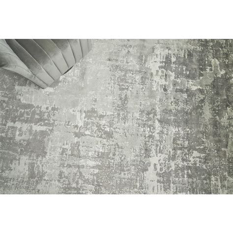 Exquisite Rugs Koda Modern Monochrome Grey Bamboo Silk Patterned Rug