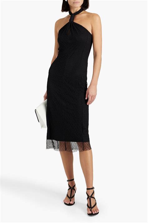 Helmut Lang Twisted Fishnet Halterneck Midi Dress The Outnet