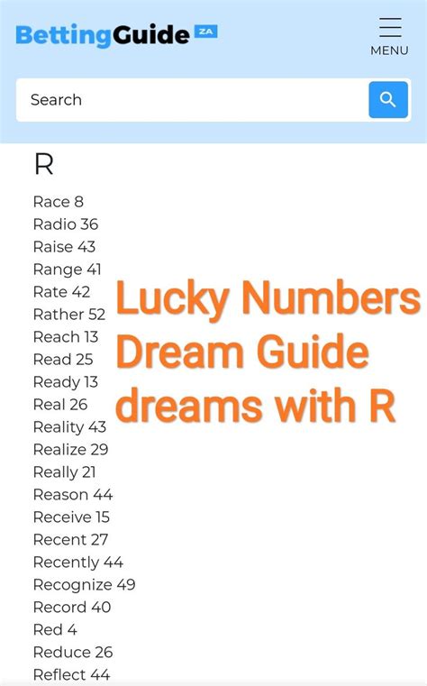 Lucky Numbers Dream Guide For R Dream Guide Dream Book Lucky