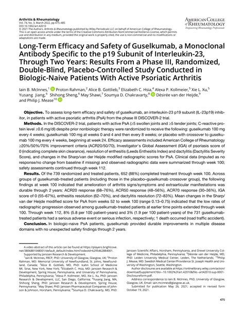 Pdf Long‐term Efficacy And Safety Of Guselkumab A Monoclonal Antibody Specific To The P19