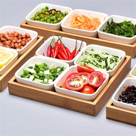 Bamboo Snack Box Ceramic Sauce Side Dish Japanese Sukiyaki Seasoning Plate Hot Pot Condiment ...