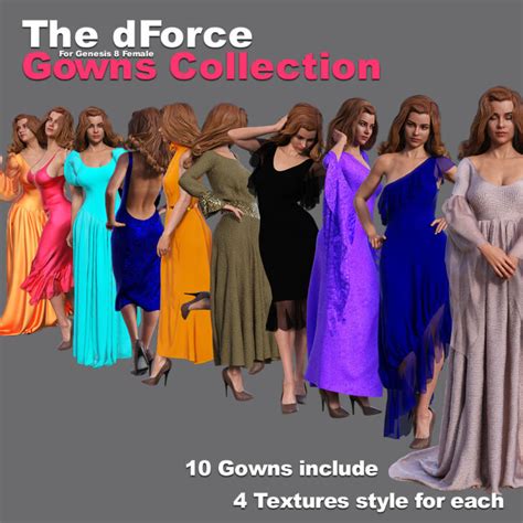 G8f 的 Dforce 礼服系列 The Dforce Gowns Collection For G8f Genesis 8女性