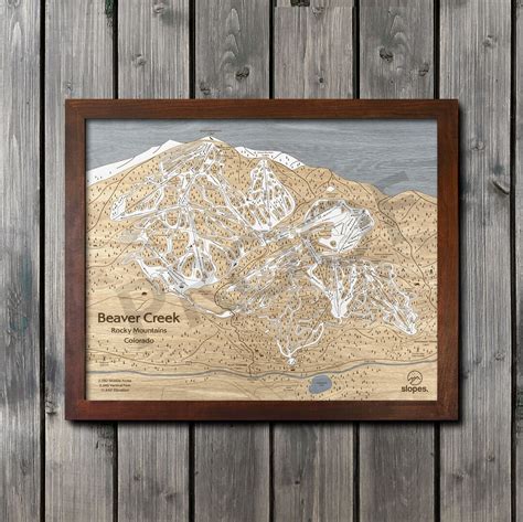 3D Beaver Creek, CO Ski Trail Map Wooden Engraved Ski Maps, Skiing Art ...