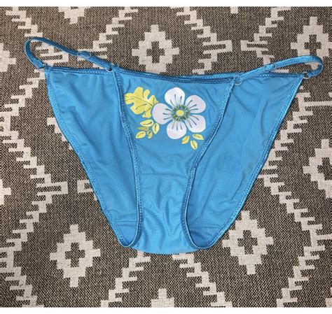 Vintage Joe Box Satin String Bikini Panties M L Blue Gem