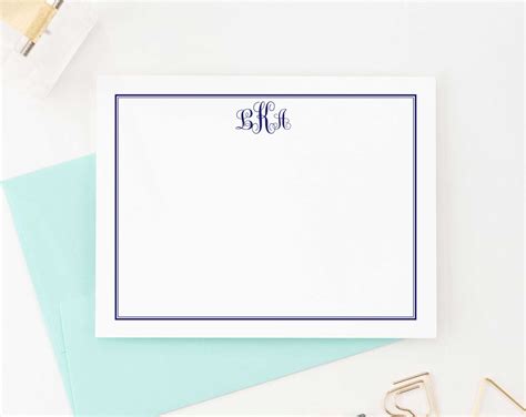 Monogram Note Cards Modern Pink Paper