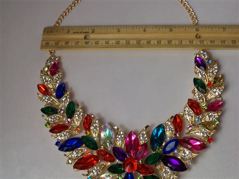 Multi Color Necklace Set Rhinestone Necklace Setwedding Etsy