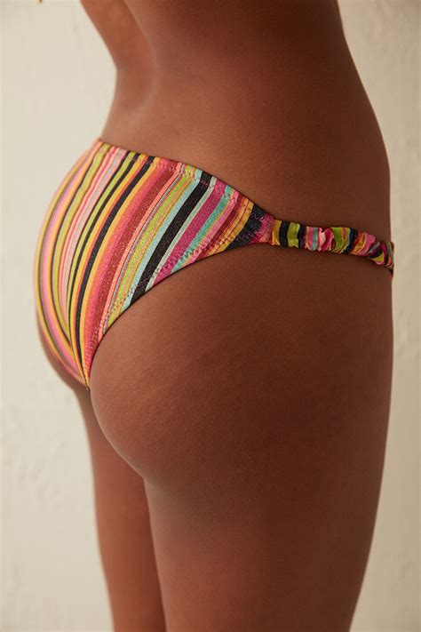 Çok Renkli Çizgili Simli Siena Side Bikini Altı PLGAQN6122IY MIX Çok