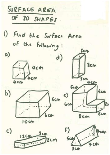 Surface Area Of Cuboids And Compound Shape Worksheet Teaching Resources