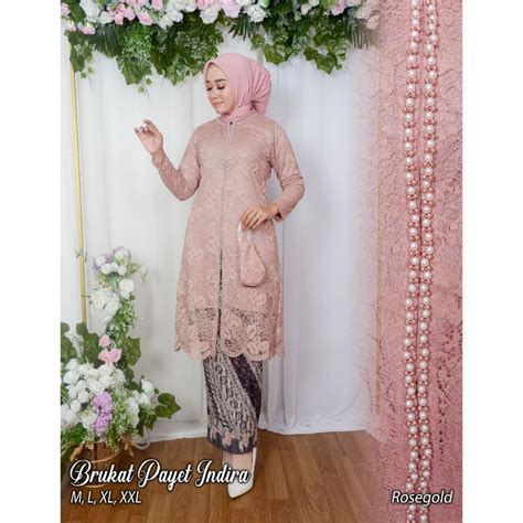 Modern Brocade Kebaya Suit Pearl Tunic Front Zipper Brocade Set Brocade