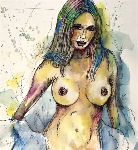 Original Grafik Akt Erotische Zeichnung Nude Erotik Art A Female Act