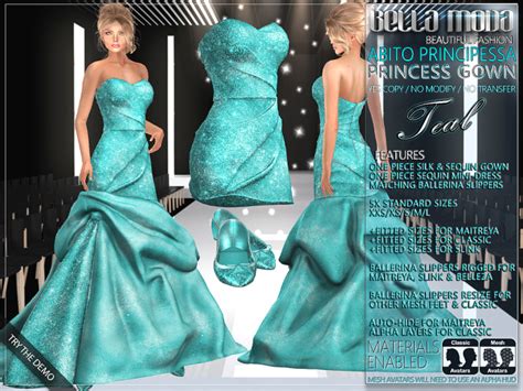 Second Life Marketplace Bella Moda Abito Principessa Teal Princess