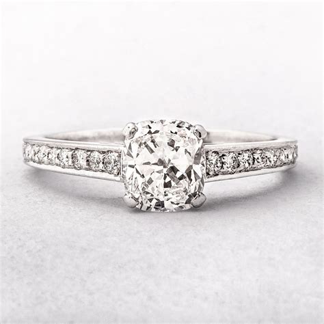 Platinum Cushion Cut Diamond Engagement Ring