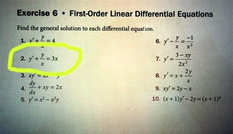 Solved Exercise 6 First Order Linear Differential Equations Find The