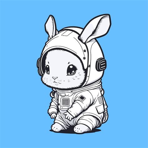 Premium Vector Cute Rabbit Astronaut Sketch