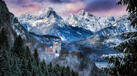 Neuschwanstein Castle Wallpaper 4K Winter Mountains