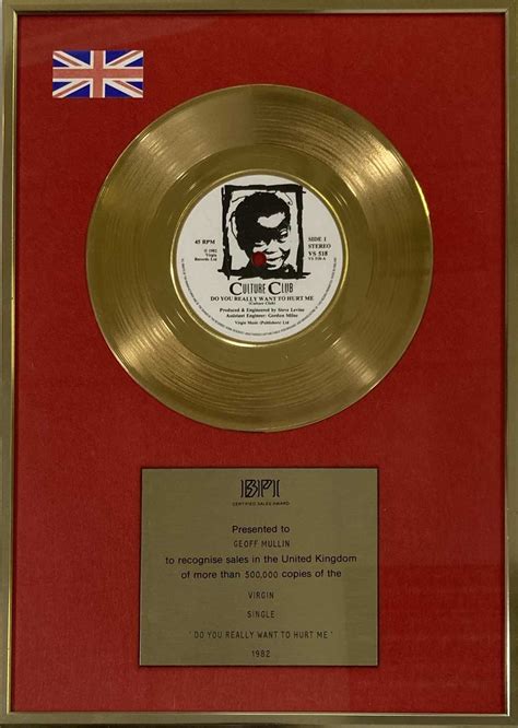 Lot 376 Culture Club Gold Disc Award