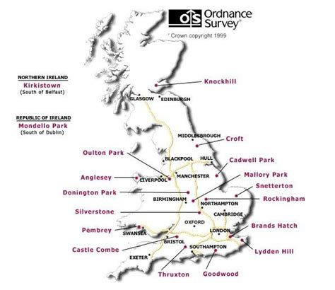 Map Of British Race Circuits