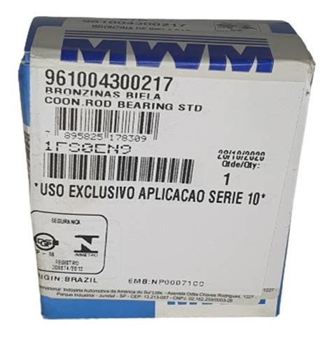 Bronzina De Biela Std Motor Mwm X10 Série 10 12 2014 Mwm em até 10x