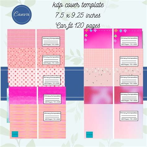 Pink Design Composition Book Covers Kdp Template Amazon Kdp Template