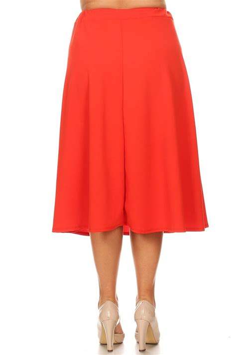 Moa Collection Womens Plus Size Solid Midi Skirt