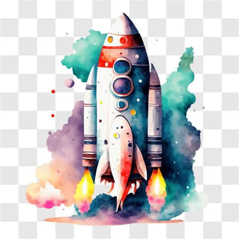 Baixe Obra De Arte De Nave Espacial Colorida PNG Creative Fabrica