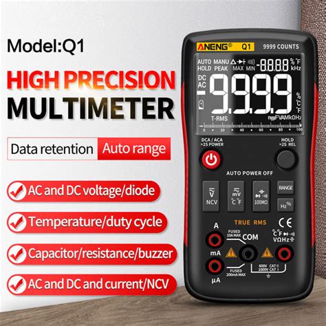 Aneng Q1 Digital Multimeter Voltage Meter Tester Professional Multim Diy Transistor Capacitor