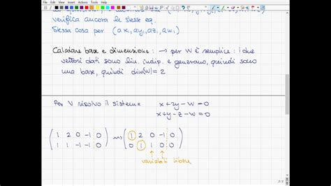 Sottospazi Vettoriali Rappre Cartesiana E Param Calcolo Base Dim