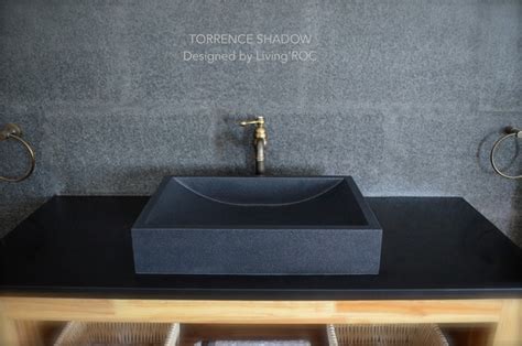 Black Granite Bathroom Vessel Sink X Torrence Shadow Moderne