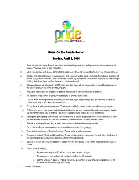 (PDF) Parade rules and regulations 2018 Word - Parade rules and ...