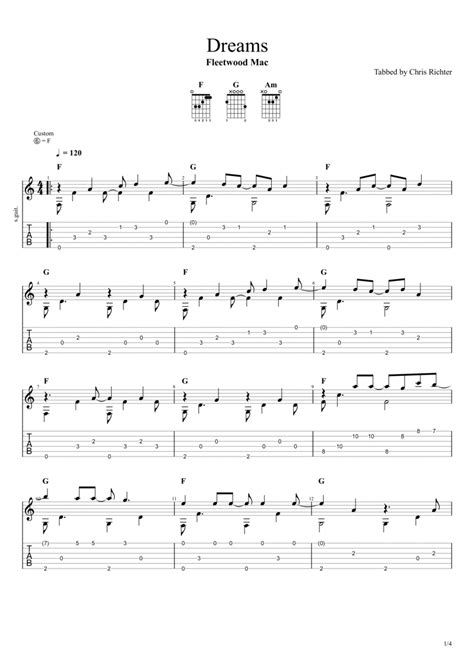 Dreams Arr Chris Richter By Fleetwood Mac Sheet Music For Guitar Tab