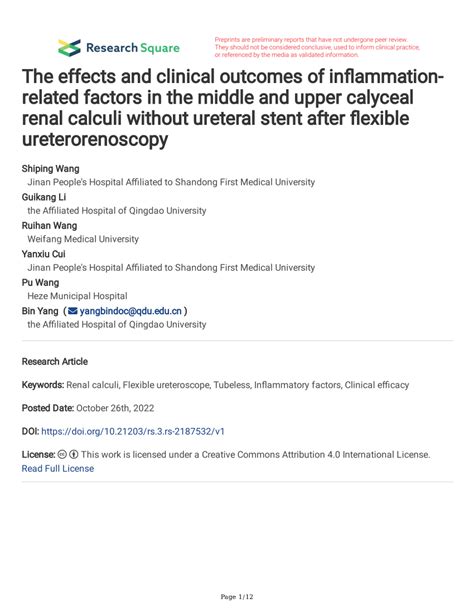 (PDF) The effects and clinical outcomes of inflammation-related factors in the middle and upper ...